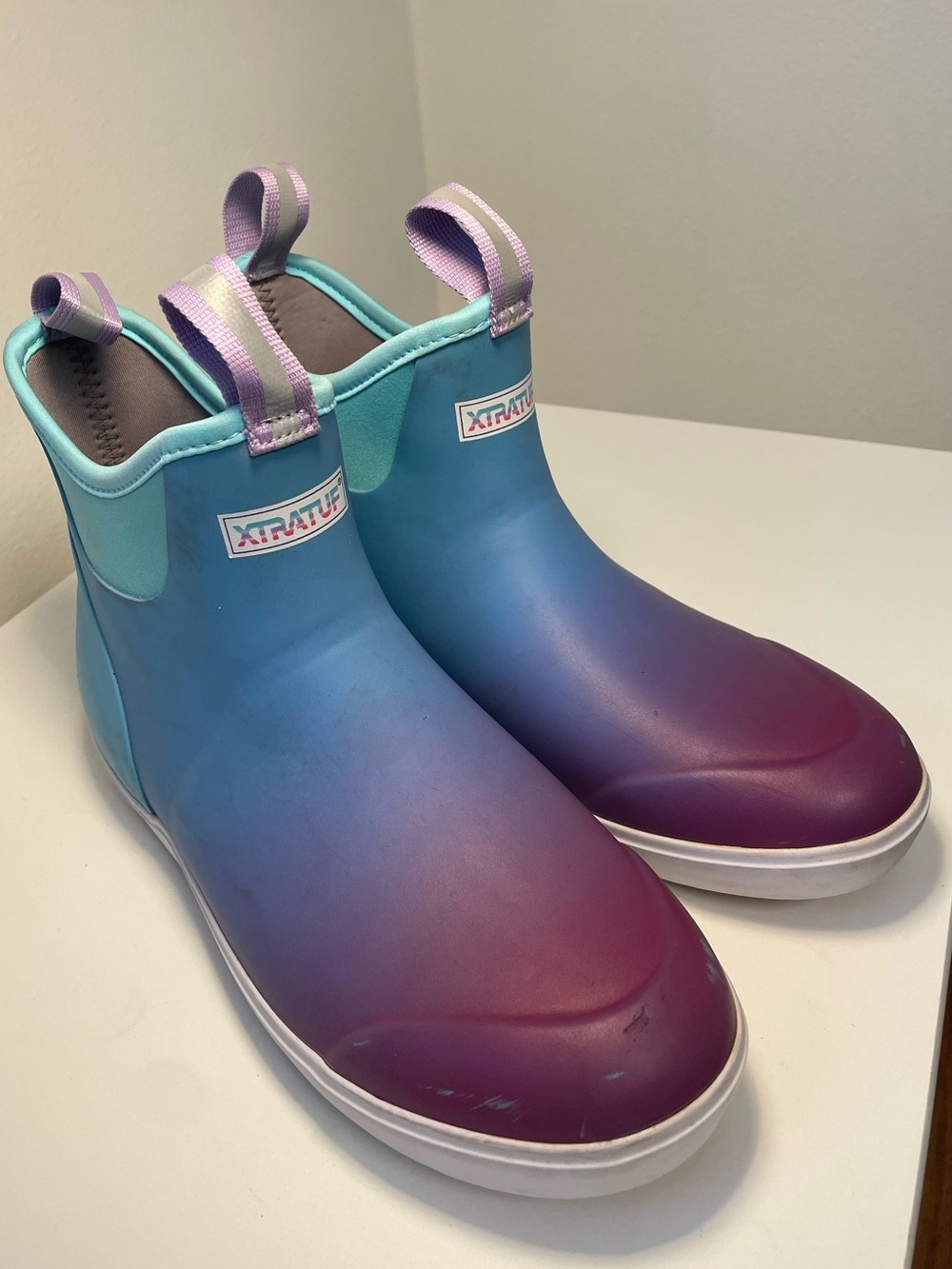 XTRATUF Gradient Purple-Teal Slip-On Rain Boots woman’s 10